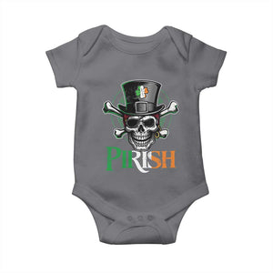 Funny St Patricks Day Pirate Baby Onesie Pirish Vintage Irish Pirate Skull TS11 Charcoal Print Your Wear