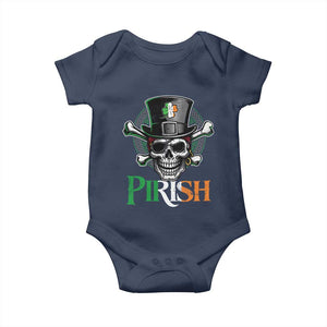 Funny St Patricks Day Pirate Baby Onesie Pirish Vintage Irish Pirate Skull TS11 Navy Print Your Wear