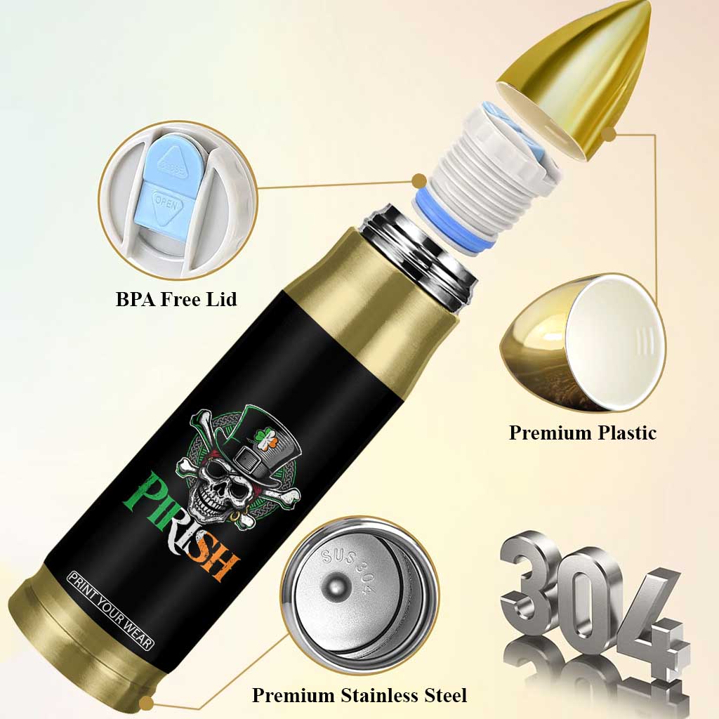 Funny St Patricks Day Pirate Bullet Tumbler Pirish Vintage Irish Pirate Skull TS11 Print Your Wear