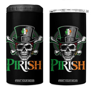 Funny St Patricks Day Pirate 4 in 1 Can Cooler Tumbler Pirish Vintage Irish Pirate Skull TS11 One Size: 16 oz Black Print Your Wear