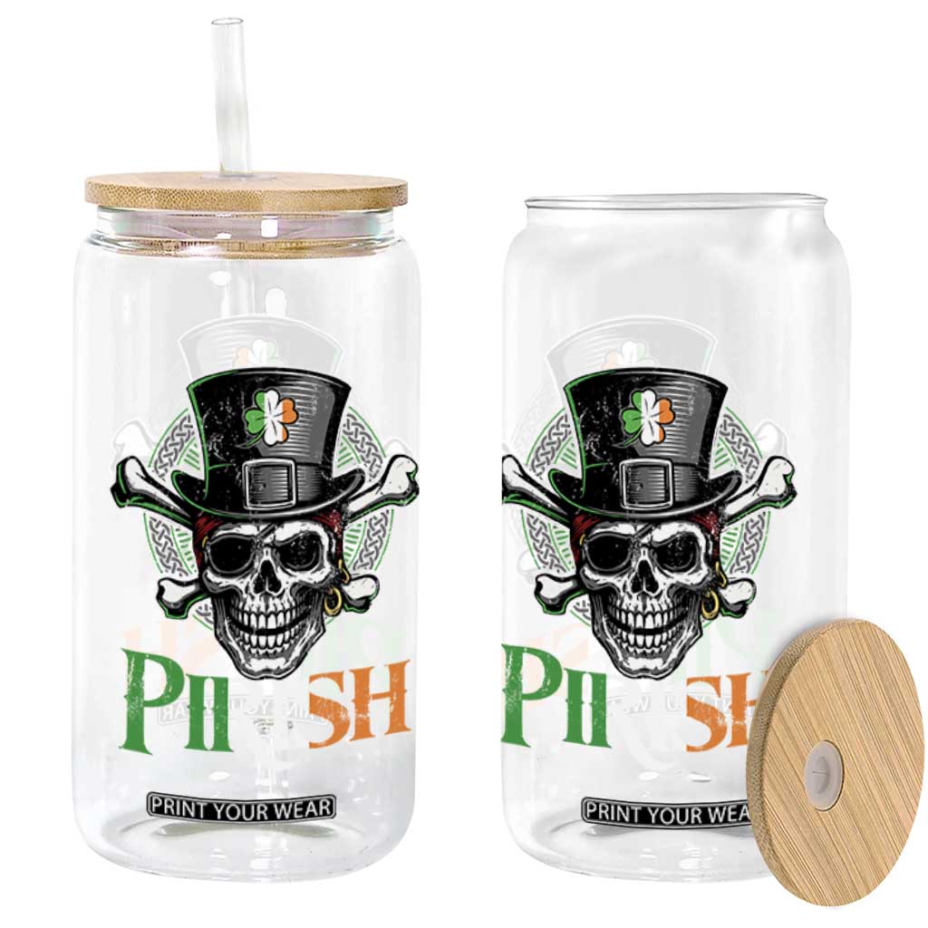 Funny St Patricks Day Pirate Glass Can Pirish Vintage Irish Pirate Skull TS11 Print Your Wear