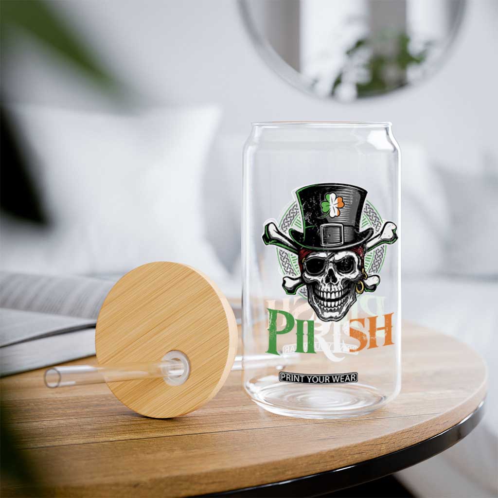 Funny St Patricks Day Pirate Glass Can Pirish Vintage Irish Pirate Skull TS11 Print Your Wear