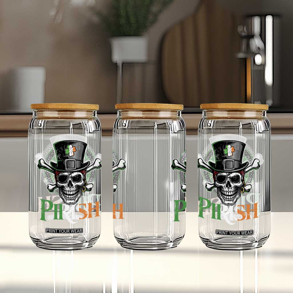 Funny St Patricks Day Pirate Glass Can Pirish Vintage Irish Pirate Skull TS11 Print Your Wear