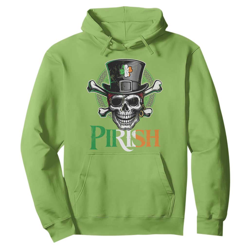 Funny St Patricks Day Pirate Hoodie Pirish Vintage Irish Pirate Skull TS11 Lime Print Your Wear