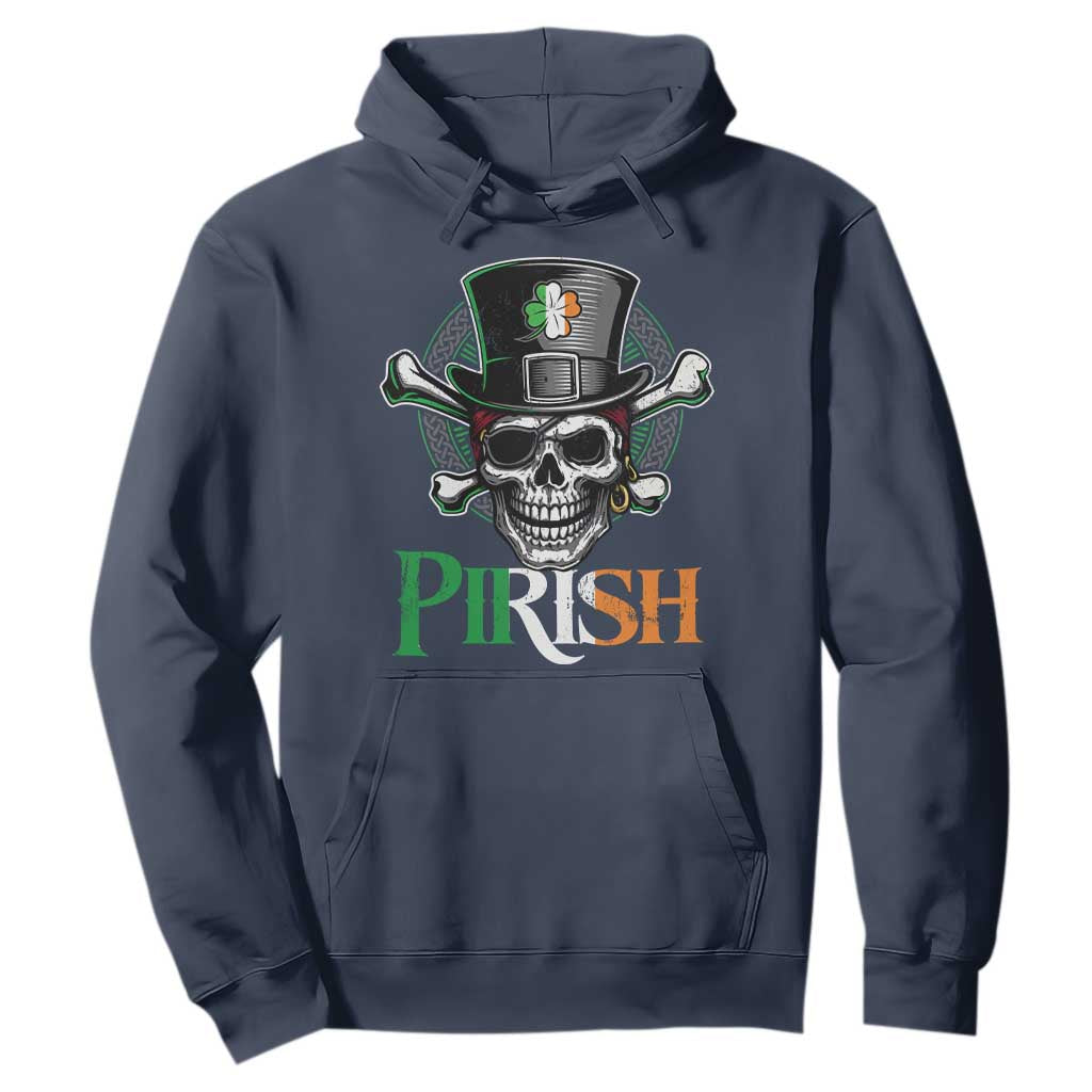 Funny St Patricks Day Pirate Hoodie Pirish Vintage Irish Pirate Skull TS11 Navy Print Your Wear