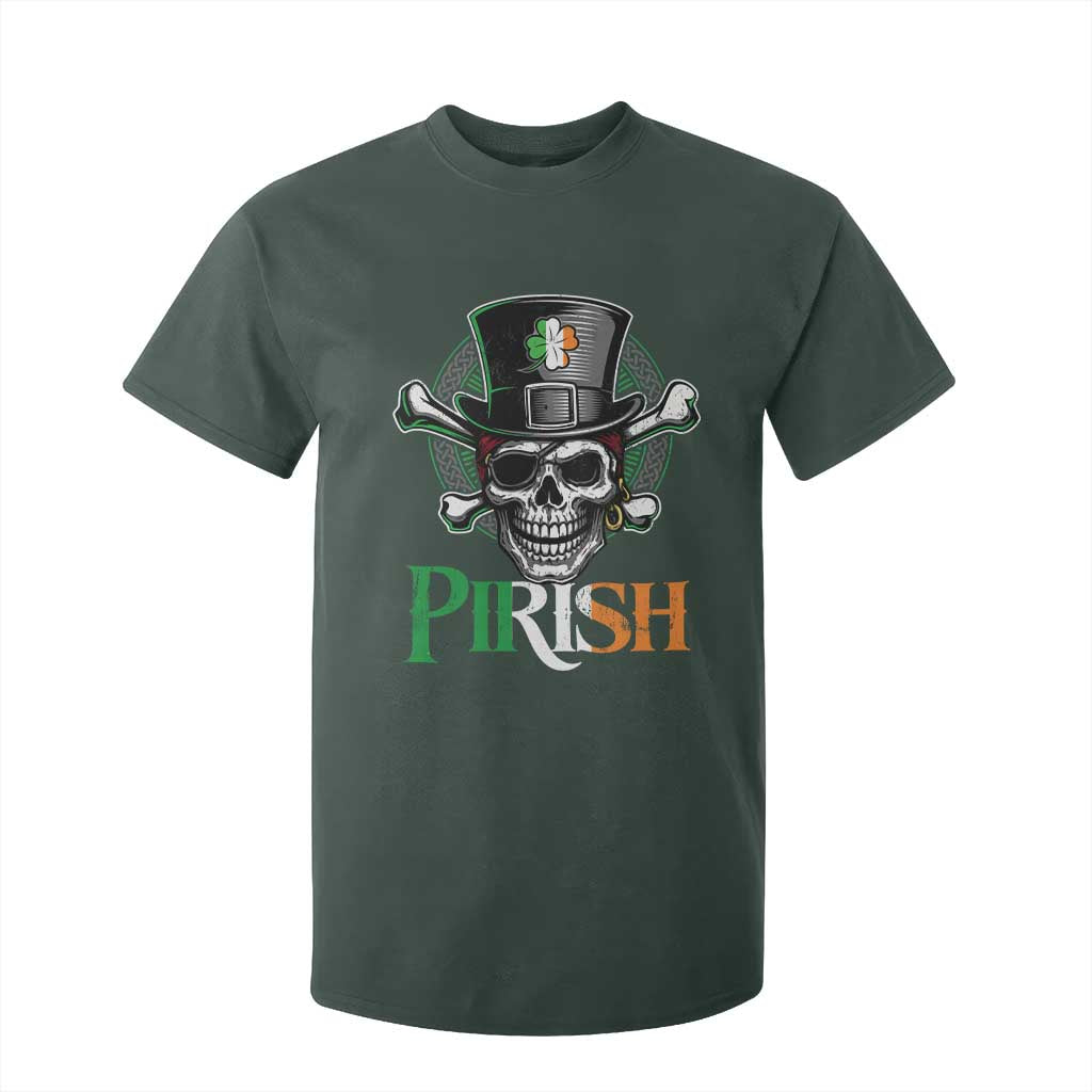 Funny St Patricks Day Pirate T Shirt For Kid Pirish Vintage Irish Pirate Skull TS11 Dark Forest Green Print Your Wear