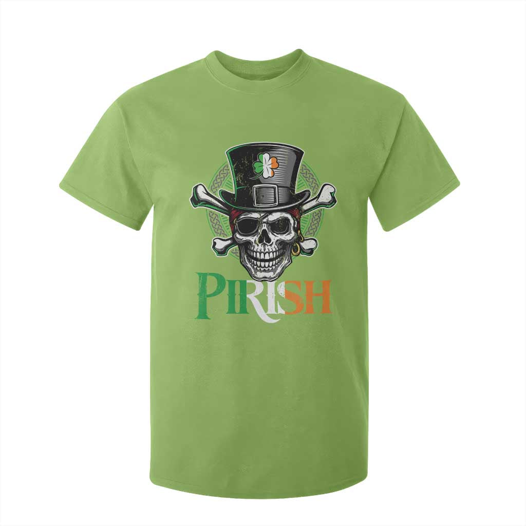 Funny St Patricks Day Pirate T Shirt For Kid Pirish Vintage Irish Pirate Skull TS11 Lime Print Your Wear