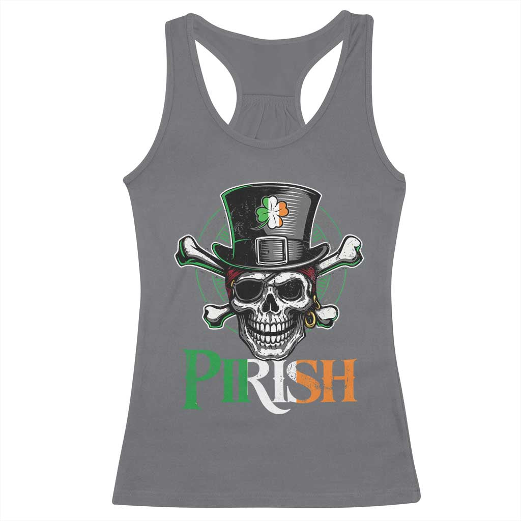 Funny St Patricks Day Pirate Racerback Tank Top Pirish Vintage Irish Pirate Skull TS11 Charcoal Print Your Wear