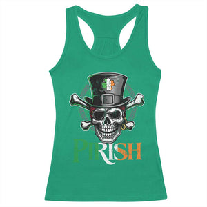 Funny St Patricks Day Pirate Racerback Tank Top Pirish Vintage Irish Pirate Skull TS11 Irish Green Print Your Wear