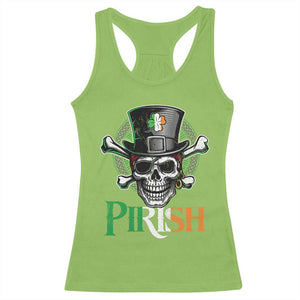 Funny St Patricks Day Pirate Racerback Tank Top Pirish Vintage Irish Pirate Skull TS11 Lime Print Your Wear