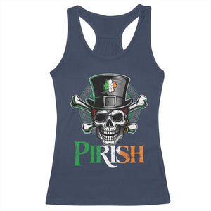 Funny St Patricks Day Pirate Racerback Tank Top Pirish Vintage Irish Pirate Skull TS11 Navy Print Your Wear