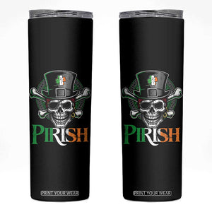 Funny St Patricks Day Pirate Skinny Tumbler Pirish Vintage Irish Pirate Skull TS11 Black Print Your Wear