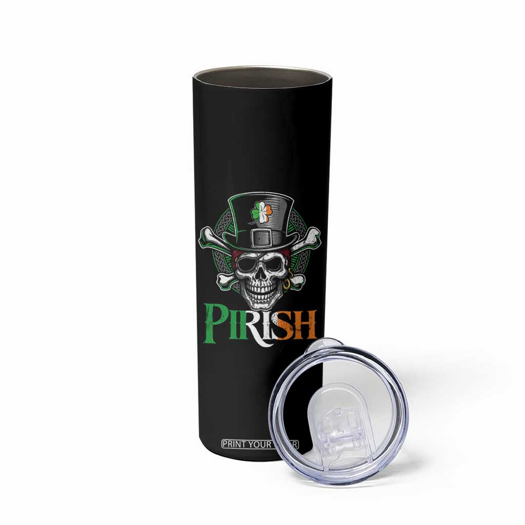 Funny St Patricks Day Pirate Skinny Tumbler Pirish Vintage Irish Pirate Skull TS11 Print Your Wear