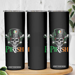Funny St Patricks Day Pirate Skinny Tumbler Pirish Vintage Irish Pirate Skull TS11 Print Your Wear