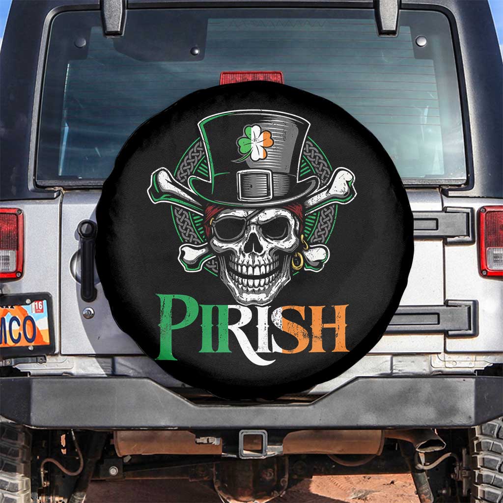 Funny St Patricks Day Pirate Spare Tire Cover Pirish Vintage Irish Pirate Skull TS11 No hole Black Print Your Wear