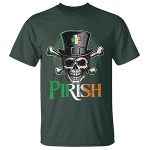 Funny St Patricks Day Pirate T Shirt Pirish Vintage Irish Pirate Skull TS11 Dark Forest Green Print Your Wear