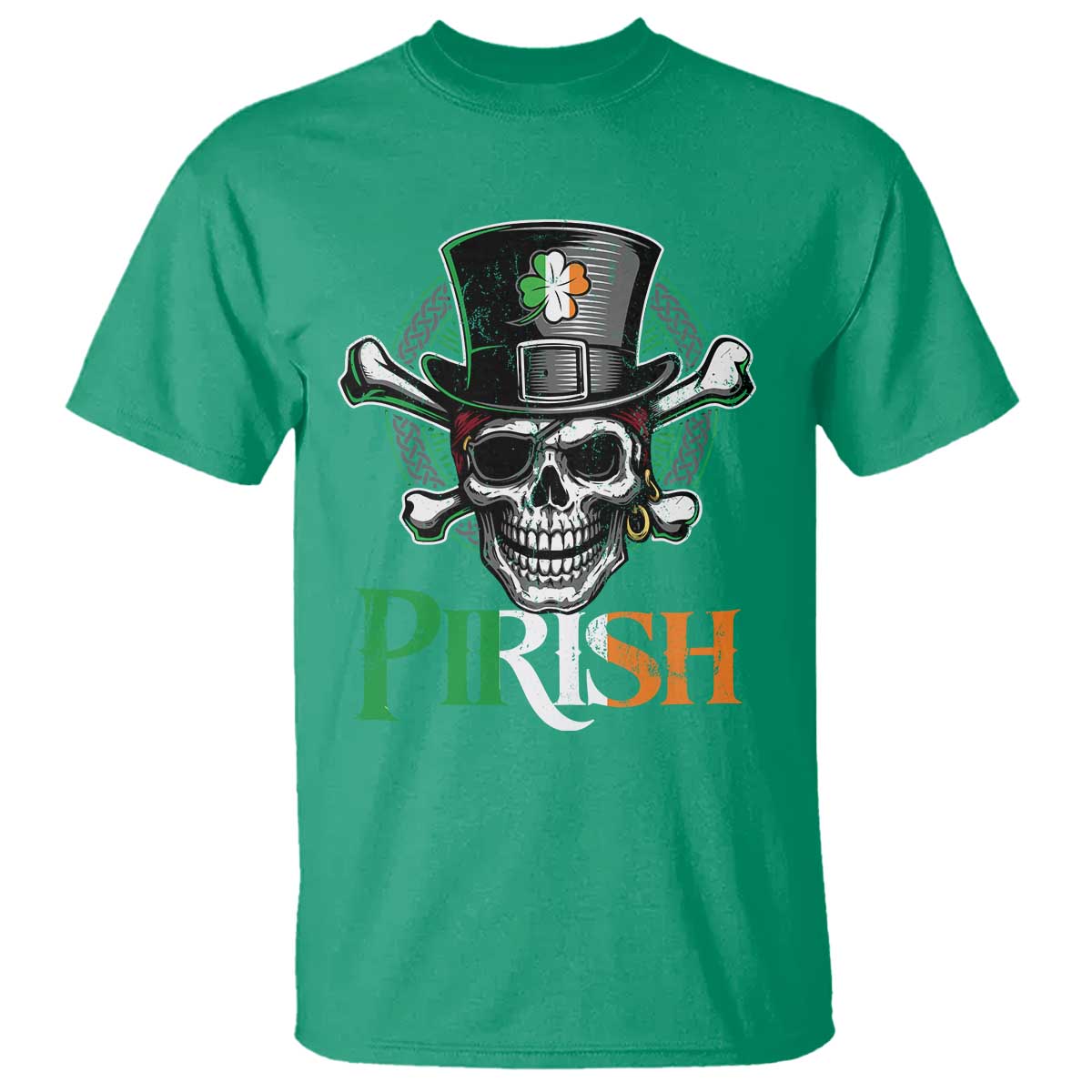 Funny St Patricks Day Pirate T Shirt Pirish Vintage Irish Pirate Skull TS11 Irish Green Print Your Wear