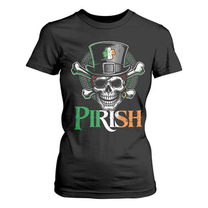 Funny St Patricks Day Pirate T Shirt For Women Pirish Vintage Irish Pirate Skull TS11 Black Print Your Wear