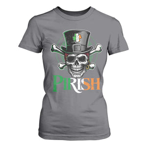 Funny St Patricks Day Pirate T Shirt For Women Pirish Vintage Irish Pirate Skull TS11 Charcoal Print Your Wear