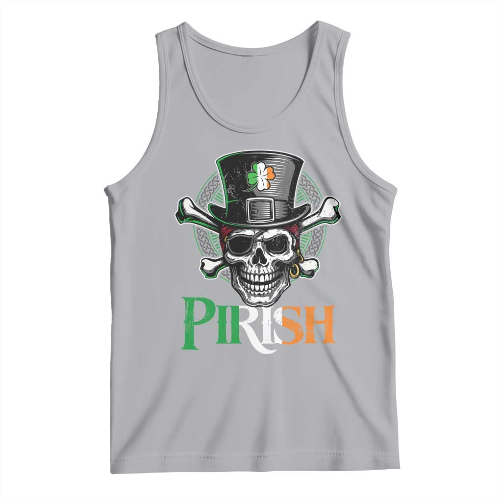 Funny St Patricks Day Pirate Tank Top Pirish Vintage Irish Pirate Skull TS11 Athletic Heather Print Your Wear