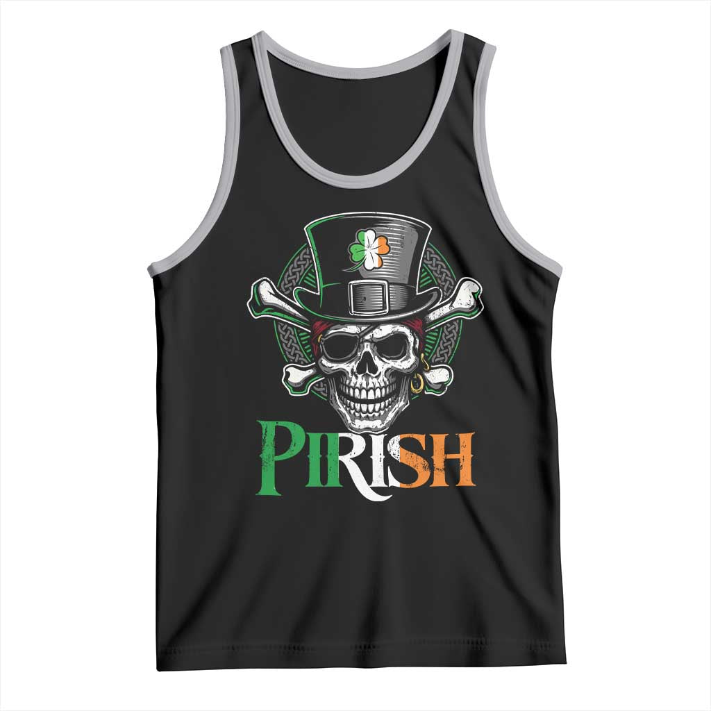 Funny St Patricks Day Pirate Tank Top Pirish Vintage Irish Pirate Skull TS11 Black Athletic Heather Print Your Wear
