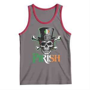 Funny St Patricks Day Pirate Tank Top Pirish Vintage Irish Pirate Skull TS11 Deep Heather Red Print Your Wear