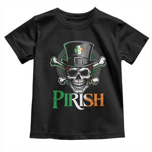 Funny St Patricks Day Pirate Toddler T Shirt Pirish Vintage Irish Pirate Skull TS11 Black Print Your Wear