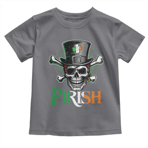 Funny St Patricks Day Pirate Toddler T Shirt Pirish Vintage Irish Pirate Skull TS11 Charcoal Print Your Wear