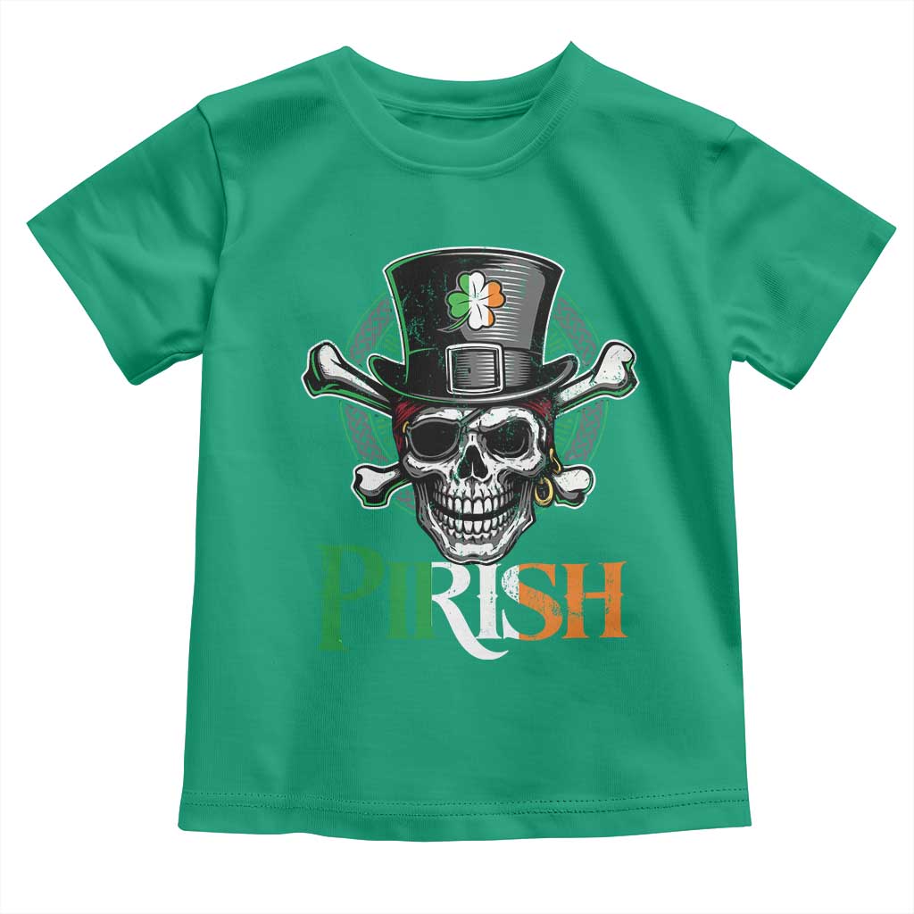 Funny St Patricks Day Pirate Toddler T Shirt Pirish Vintage Irish Pirate Skull TS11 Irish Green Print Your Wear