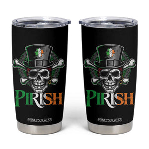 Funny St Patricks Day Pirate Tumbler Cup Pirish Vintage Irish Pirate Skull TS11 Black Print Your Wear