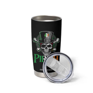 Funny St Patricks Day Pirate Tumbler Cup Pirish Vintage Irish Pirate Skull TS11 Print Your Wear