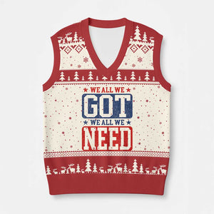 We All We Got We All We Need V-Neck Knit Sweater Vest Football Fan Stars Game Day TS11 Beige Red Print Your Wear