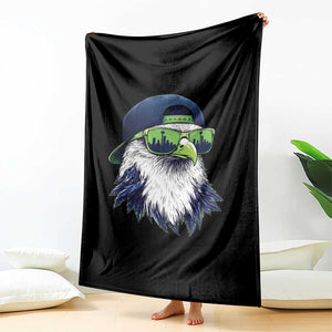 Vintage Hawk Graphic with Seattle Skyline Sunglasses Game Day Throw Blanket TS11 Print Your Wear