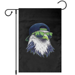 Vintage Hawk Graphic with Seattle Skyline Sunglasses Game Day Garden Flag TS11 Black Print Your Wear