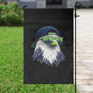 Vintage Hawk Graphic with Seattle Skyline Sunglasses Game Day Garden Flag TS11 Print Your Wear