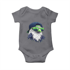 Vintage Hawk Graphic with Seattle Skyline Sunglasses Game Day Baby Onesie TS11 Charcoal Print Your Wear