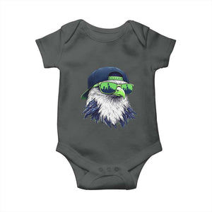 Vintage Hawk Graphic with Seattle Skyline Sunglasses Game Day Baby Onesie TS11 Dark Heather Print Your Wear