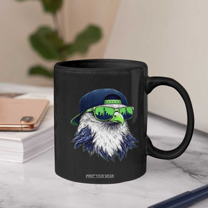 Vintage Hawk Graphic with Seattle Skyline Sunglasses Game Day Coffee Mug TS11 Print Your Wear