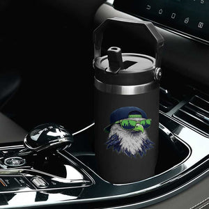 Vintage Hawk Graphic with Seattle Skyline Sunglasses Game Day Flip Straw Tumbler TS11 Print Your Wear