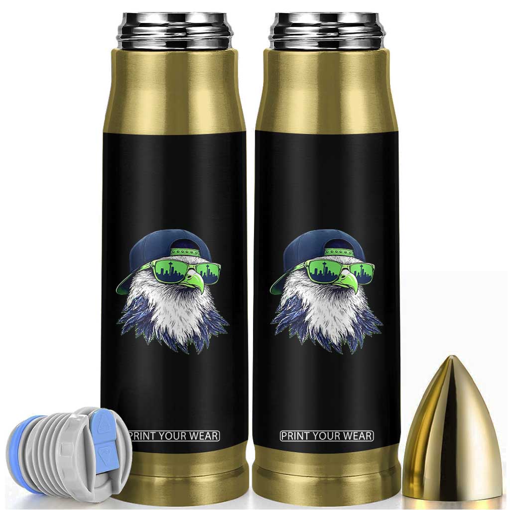 Vintage Hawk Graphic with Seattle Skyline Sunglasses Game Day Bullet Tumbler TS11 Black Print Your Wear