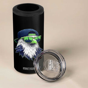 Vintage Hawk Graphic with Seattle Skyline Sunglasses Game Day 4 in 1 Can Cooler Tumbler TS11 Print Your Wear