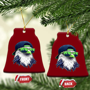 Vintage Hawk Graphic with Seattle Skyline Sunglasses Game Day Ceramic Ornament TS11 Print Your Wear