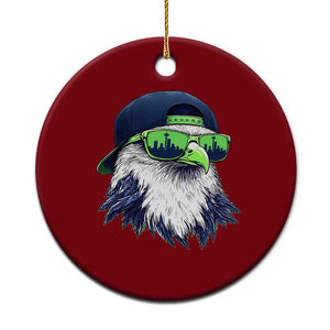 Vintage Hawk Graphic with Seattle Skyline Sunglasses Game Day Ceramic Ornament TS11 1pc Red Print Your Wear