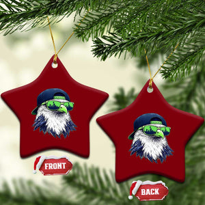 Vintage Hawk Graphic with Seattle Skyline Sunglasses Game Day Ceramic Ornament TS11 Print Your Wear