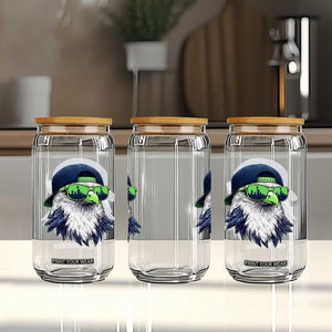 Vintage Hawk Graphic with Seattle Skyline Sunglasses Game Day Glass Can TS11 Print Your Wear