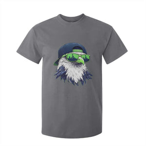 Vintage Hawk Graphic with Seattle Skyline Sunglasses Game Day T Shirt For Kid TS11 Charcoal Print Your Wear