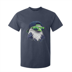 Vintage Hawk Graphic with Seattle Skyline Sunglasses Game Day T Shirt For Kid TS11 Navy Print Your Wear