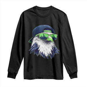 Vintage Hawk Graphic with Seattle Skyline Sunglasses Game Day Long Sleeve Shirt TS11 Black Print Your Wear
