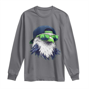 Vintage Hawk Graphic with Seattle Skyline Sunglasses Game Day Long Sleeve Shirt TS11 Charcoal Print Your Wear