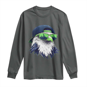 Vintage Hawk Graphic with Seattle Skyline Sunglasses Game Day Long Sleeve Shirt TS11 Dark Heather Print Your Wear